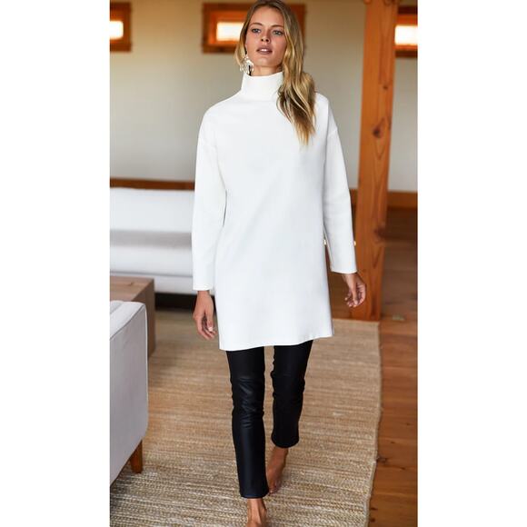 Emerson Fry Edie Turtleneck Ponte Stretch Mini Dress in Ivory Size Large - Picture 5 of 13